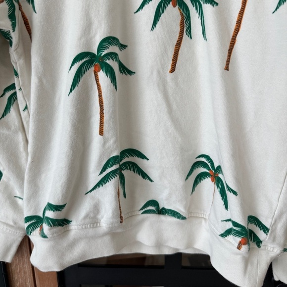 Pink Chicken Girls Organic cotton Sweatshirt crewneck Cream Palm Trees print - Picture 6 of 7